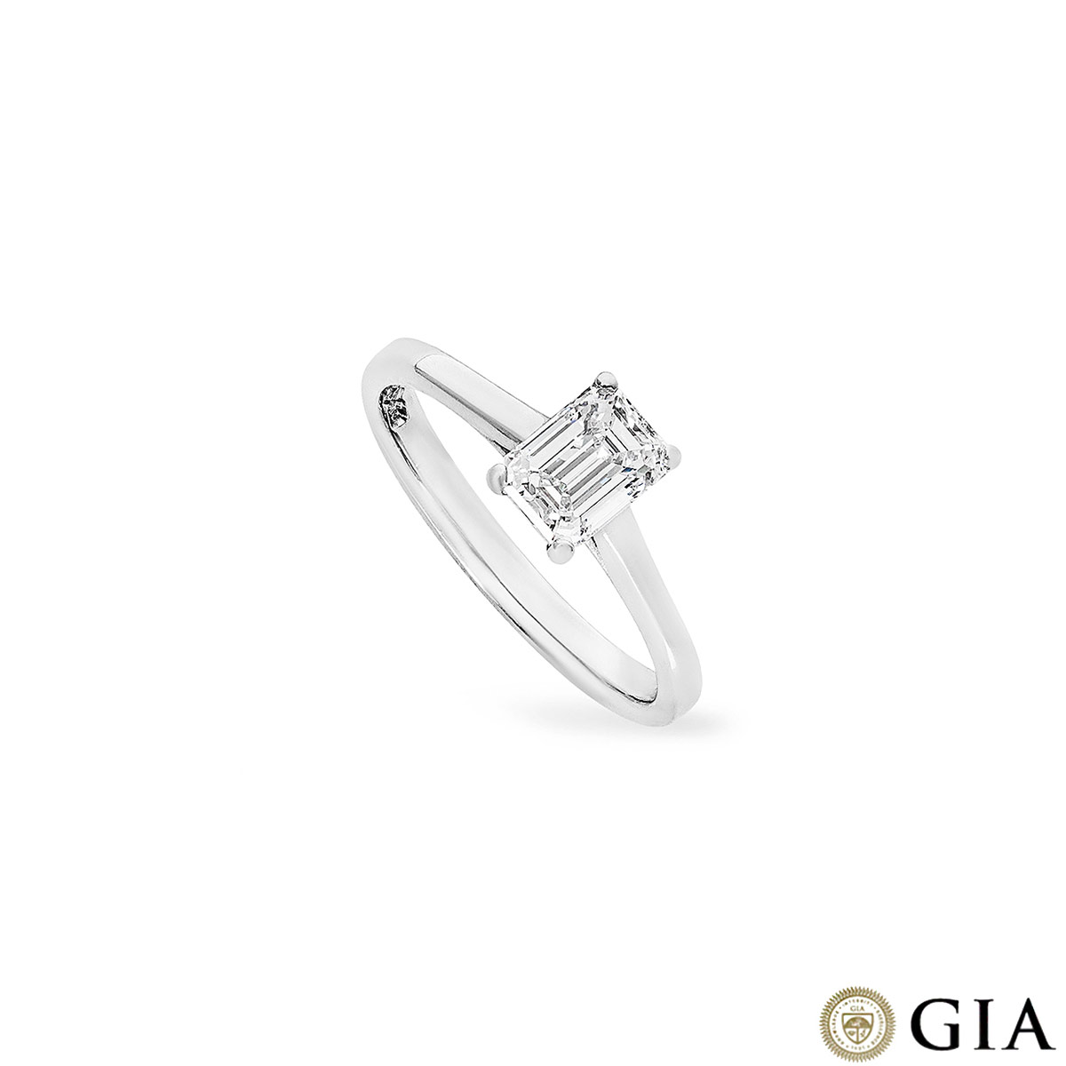 Platinum Emerald Cut Diamond Ring 0.74ct D/IF